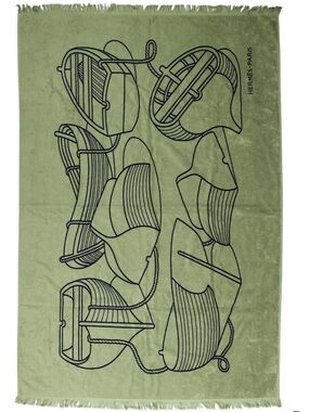 Hermès Green Illustrated Beach Towel with box